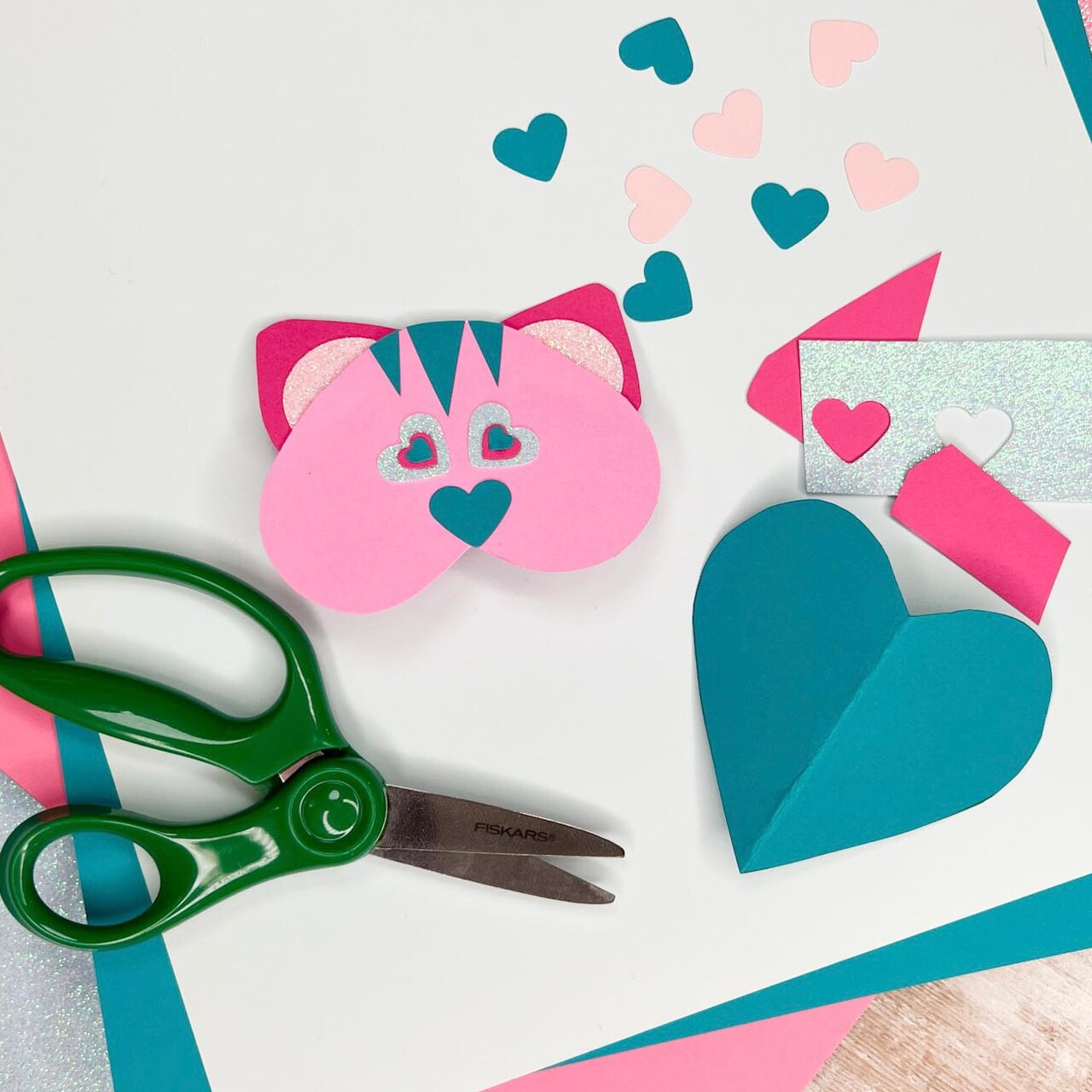 Family Craft Night: DIY Paper Kitty Cat for Valentine's Day ~ How To Make A 3-D Paper Cat